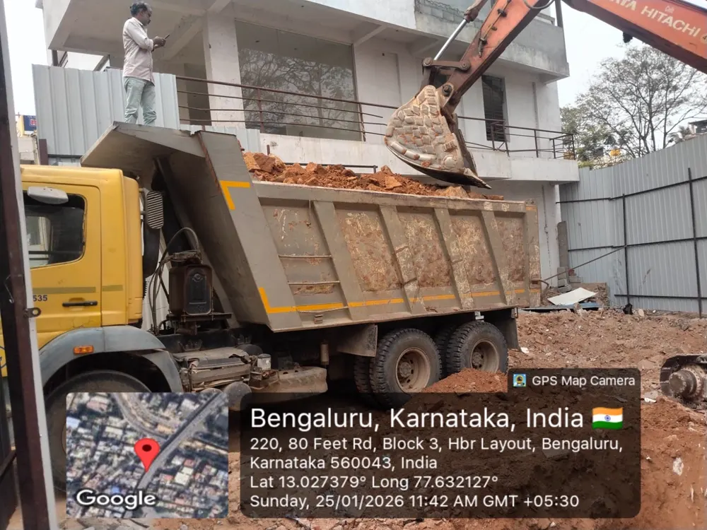Loading excavated soil onto dump truck at HBR Layout site